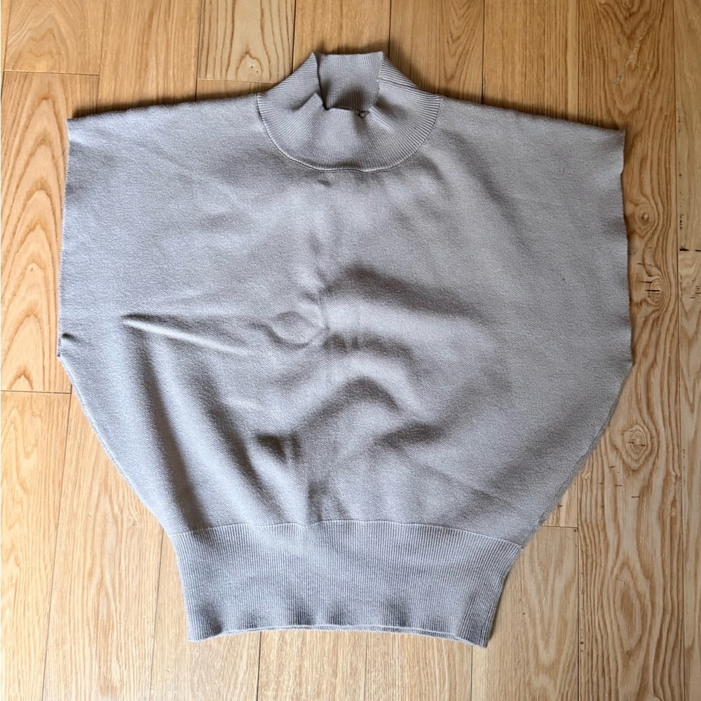 Beige Turtleneck Poncho Sweater